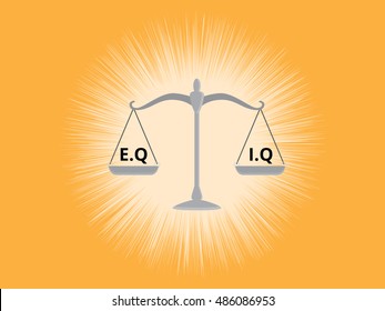 iq or eq intellectual or vs emotional question compare on a scale with yellow background