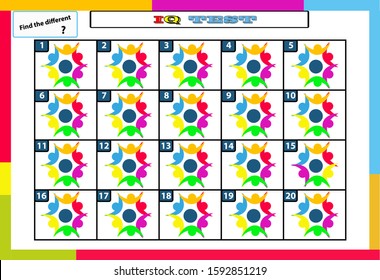 iq and fractions test. Choose correct answer. Set of logical tasks composed of geometric shapes. Vector illustration. algorithm.