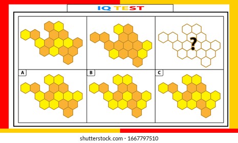 iq and fractions test. Choose correct answer. Set of logical tasks composed of geometric shapes. Vector illustration. algorithm.