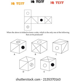iq and fractions test. Choose correct answer. Set of logical tasks composed of geometric shapes. Vector illustration. algorithm. IQ TEST
