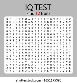 IQ Game find 12 fruits / worksheet