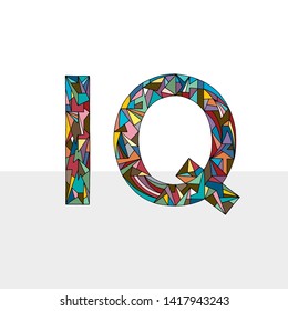 IQ hand drawn abbreviation vector illustration. Intelligence quotient font design.