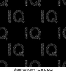 IQ hand drawn sign vector seamless pattern. Intelligence quotient background.