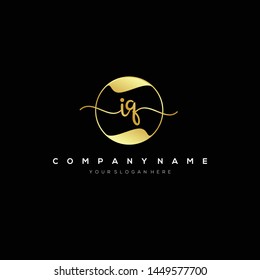 IQ handwriting initial logo template vector.