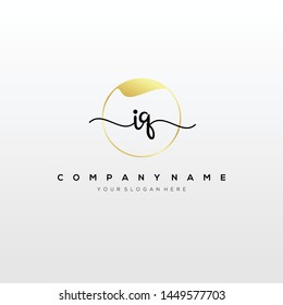 IQ handwriting initial logo template vector.