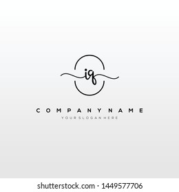 IQ handwriting initial logo template vector.