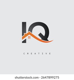 IQ House Letter Logo – Creative Real Estate Monogram with Roof Shape and Home Icon for Property, Architecture and Modern Branding Identity