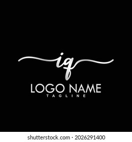 IQ Initial Handwriting Logo Design Vector