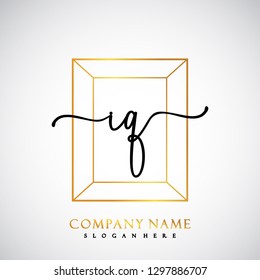 IQ Initial Handwriting logo template vector