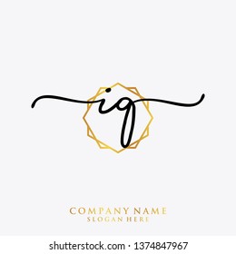 IQ Initial handwriting logo template