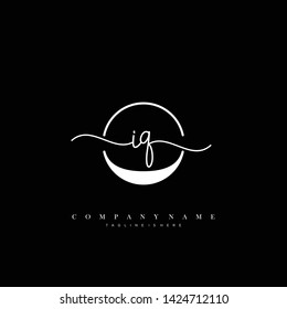 IQ initial handwriting logo template vector