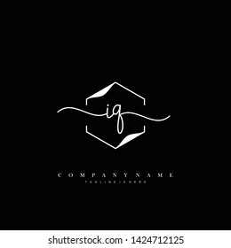 IQ initial handwriting logo template vector
