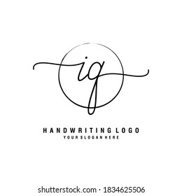 IQ Initial handwriting logo template vector