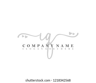 IQ Initial handwriting logo vector