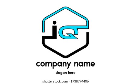 IQ initial letter design with creative logo vector illustration.