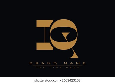 IQ initial letter logo design. Letter I and Q luxury alphabet letter logo icon template