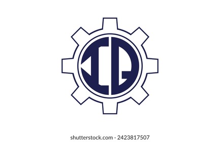 IQ initial letter mechanical circle logo design vector template. industrial, engineering, servicing, word mark, letter mark, monogram, construction, business, company, corporate, commercial, geometric