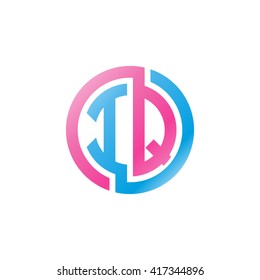 IQ initial letters looping linked circle logo blue pink