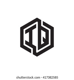 IQ initial letters looping linked hexagon monogram logo
