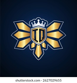 IQ initial letters monogram logo for gaming with shield and eagle wing