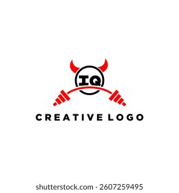 IQ initial monogram for fitnes or gym logo with devil style design