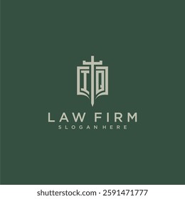 IQ initial monogram for law firm with sword and shield logo image