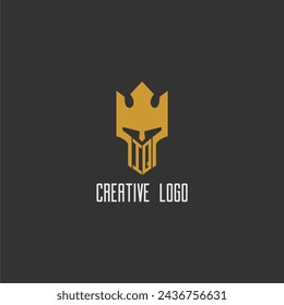 IQ initial monogram logo for gaming with creative king spartan image design
