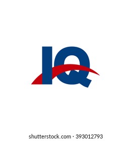 IQ initial overlapping swoosh letter logo blue red