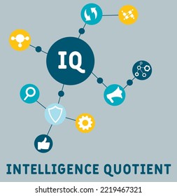 IQ - Intelligence Quotient acronym. business concept background.  vector illustration concept with keywords and icons. lettering illustration with icons for web banner, flyer, landing