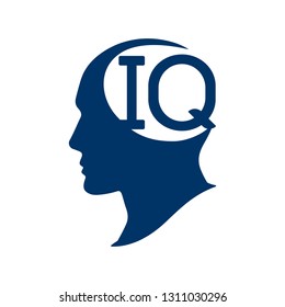 IQ intelligence quotient. Silhouette human head with IQ vector illustration.