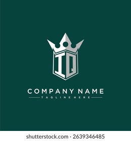 IQ letter monogram initial logo for shield and crown design