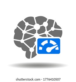 IQ Level Logo. Brain Indicator Meter Icon Vector. EQ intellect test symbol. Mind detector sign.