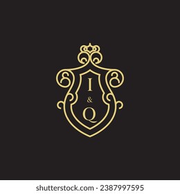 IQ line vintage initial logo in high quality professional design that will print well across any print media