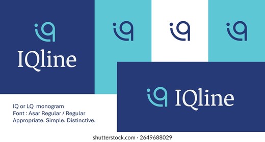 IQ logo with abstract modern monogram in minimalist line style. This clean and distinctive symbol merges the letters “I” and “Q” into a curved, geometric form.