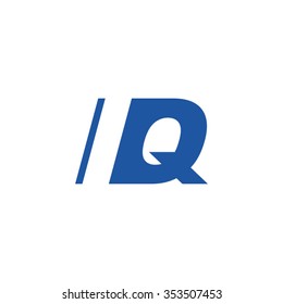 IQ negative space letter logo blue