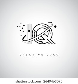 IQ Orbit Monogram Logo – Futuristic Minimal Letter mark with Circular Line Art, Tech-Inspired Dots and Space Motion Concept for Modern Branding Identity
