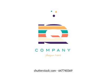 iq i q alphabet letter logo colors colorful line stripe font creative text dots company vector icon design template