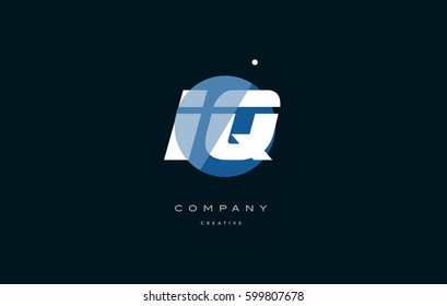 iq i q  blue circle dot big font alphabet company letter logo white design vector icon template 