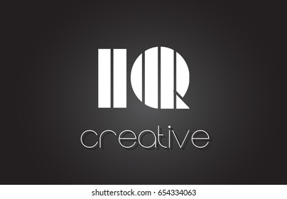 IQ I Q Creative Letter Logo Design With White and Black Lines.