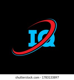 IQ I Q letter logo design. Initial letter IQ linked circle uppercase monogram logo red and blue. IQ logo, I Q design. iq, i q,