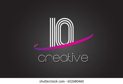 IQ I Q Letter Logo with Lines Design And Purple Swoosh Vector Letters Illustration.