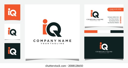 plantilla de diseño de logotipo de letras IQ o QI vector y tarjeta de negocios