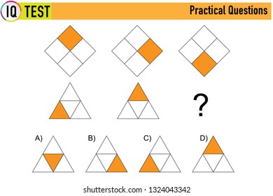 IQ test. Choose correct answer. Set of logical tasks composed of geometric shapes. Vector illustration - Vector