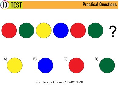 IQ test. Choose correct answer. Set of logical tasks composed of geometric shapes. Vector illustration - Vector