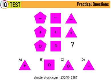 IQ test. Choose correct answer. Set of logical tasks composed of geometric shapes. Vector illustration - Vector