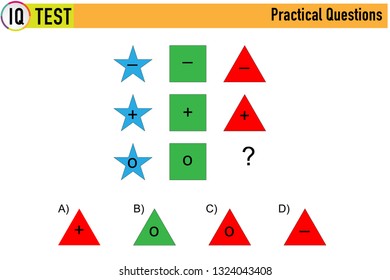 IQ test. Choose correct answer. Set of logical tasks composed of geometric shapes. Vector illustration - Vector