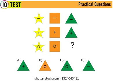 IQ test. Choose correct answer. Set of logical tasks composed of geometric shapes. Vector illustration - Vector