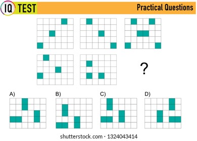 IQ test. Choose correct answer. Set of logical tasks composed of geometric shapes. Vector illustration - Vector