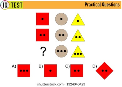 IQ test. Choose correct answer. Set of logical tasks composed of geometric shapes. Vector illustration - Vector