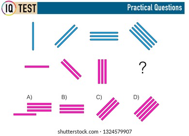 IQ test. Choose correct answer. Set of logical tasks composed of geometric shapes. Vector illustration - Vector - Vektör
